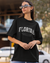 Teen girl wearing oversized graphic t-shirt with 'Florida Print' design – streetwear style by YoungnCool YnCLife