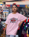 Teen girl wearing oversized graphic t-shirt with design – streetwear style by YoungnCool.