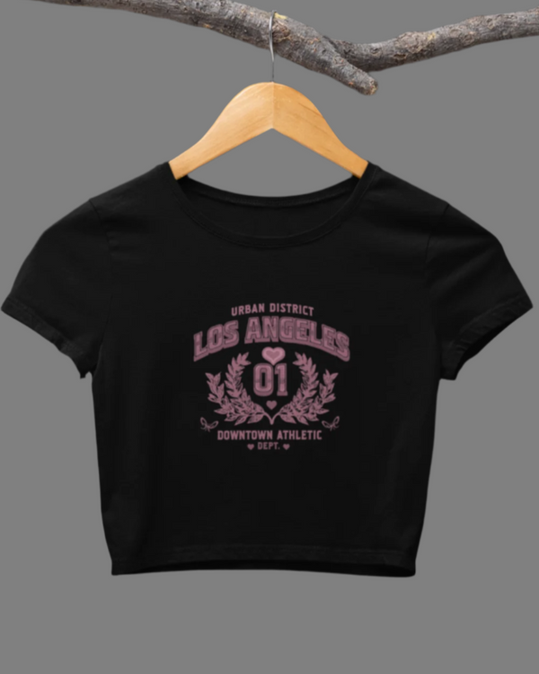 StreetVibe Cropped Graphic Print Tee LA