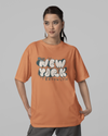 Teen girl wearing oversized graphic t-shirt with 'New York City Print' design – streetwear style by YoungnCool YnCLife