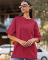 Teen girl wearing oversized solid t-shirt streetwear style by YoungnCool-YnCLife
