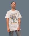 Teen girl wearing oversized graphic t-shirt with 'Peach Print' design – streetwear style by YoungnCool-YnCLife
