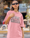 Teen girl wearing oversized graphic t-shirt with 'Serial Chiller' design – streetwear style by YoungnCool-YnCLife