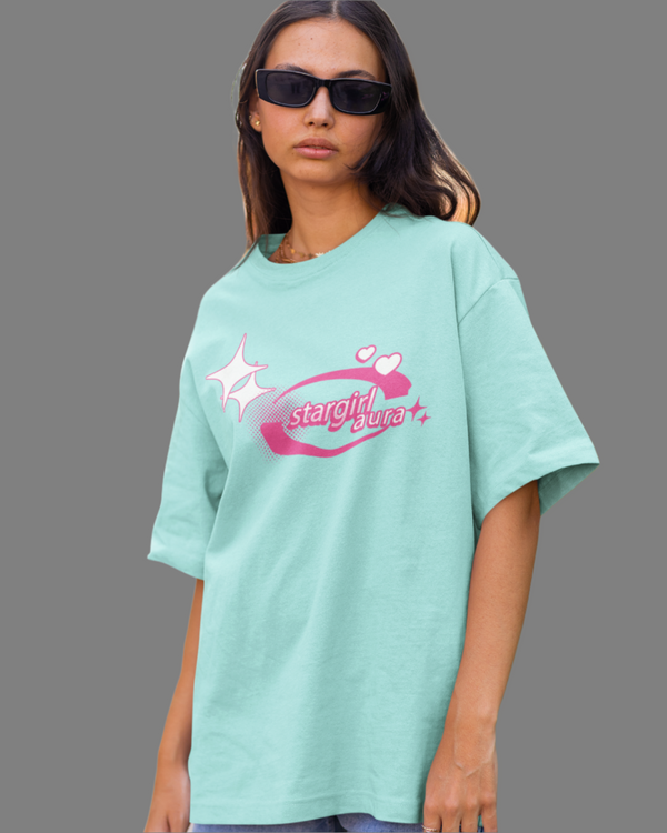 Teen girl wearing oversized graphic t-shirt with 'Star Girl' design – streetwear style by YoungnCool YnCLife