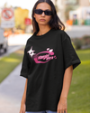 Teen girl wearing oversized graphic t-shirt with 'Star Girl' design – streetwear style by YoungnCool.
