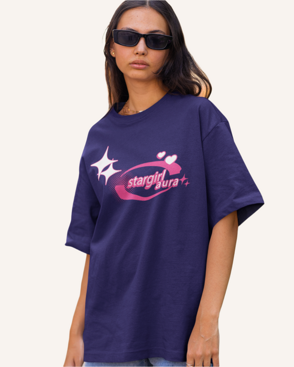 Teen girl wearing oversized graphic t-shirt with 'Star Girl' design – streetwear style by YoungnCool YnCLife
