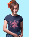 Teen girl wearing oversized graphic t-shirt with 'Super Girl' design – streetwear style by YoungnCool YnCLife