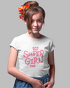 Teen girl wearing oversized graphic t-shirt with 'Super Girl' design – streetwear style by YoungnCool YnCLife